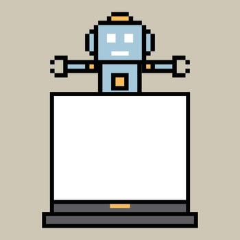 8bit pixel robotics robot background feedback comment decoration ai art. vector