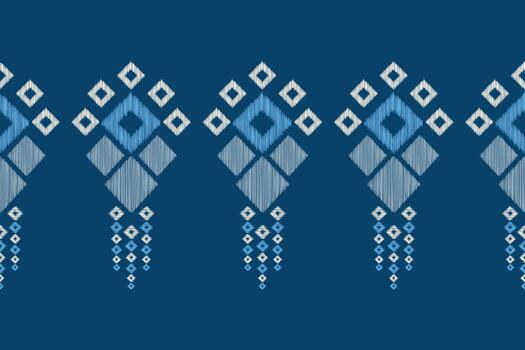 Ikat pattern cloth retro ethnic pattern blue colorful background. vector