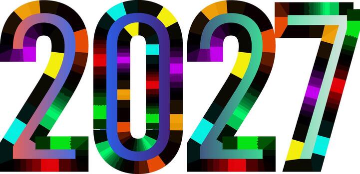 Vibrant and Colorful Artistic Rendering of the Year 2027 isolated vector
