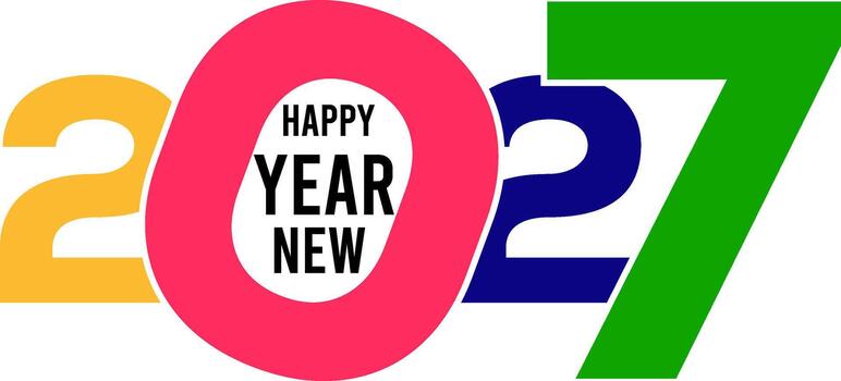 Vibrant Happy New Year 2027 Design with Colorful Numbering and Bold Text vector