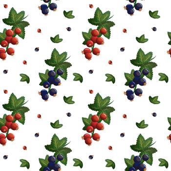 sin costura grosella baya modelo con rojo y negro racimos vector