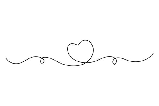 Elegant one line heart sketch with minimal style vector