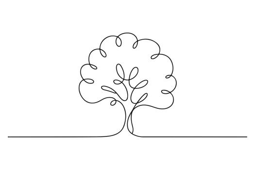 elegante uno línea árbol bosquejo con mínimo estilo vector