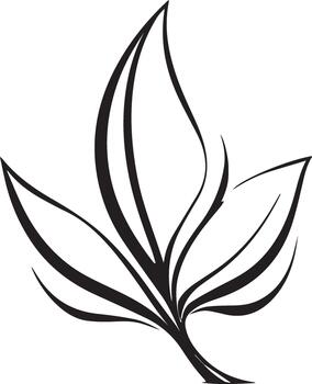 a sophisticated black leaf emblem created with precise geometric lines, often used as a minimalist symbol representing nature. vector