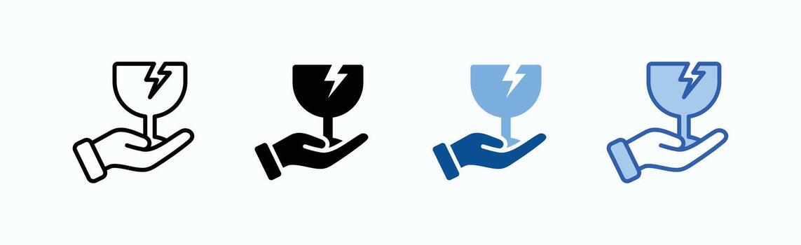 Fragile icon sheet multiple style vector