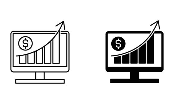 negocio analítica y financiero gráfico en un computadora icono vector