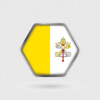 Vatican flag in a hexagon frame. vector