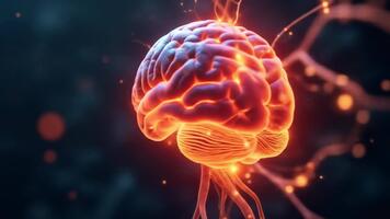 trogen artificiell intelligens hjärna animering med lysande neuralt nätverk video