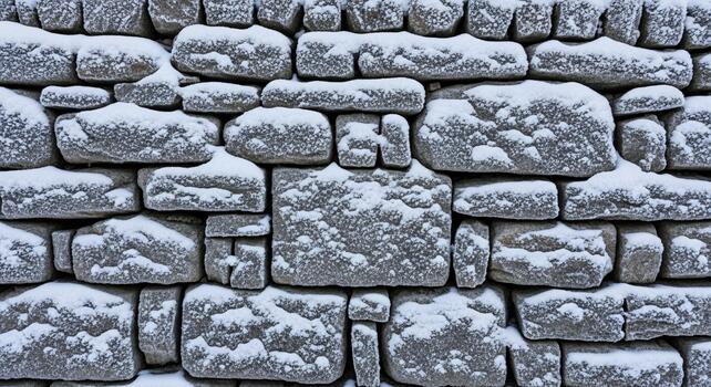 Rough textured grey stone wall with irregularly shaped and sized blocks creating a rustic natural pattern photo