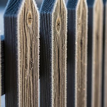Close up view of weathered wooden fence pickets with distinct grain patterns and subtle color variations creating a rustic texture photo