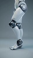 Seamless loop vertical animation of futuristic robotic legs walking animation video