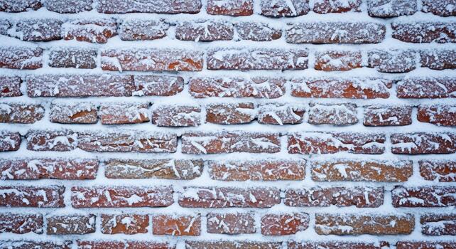 Close up view of an old weathered brick wall with visible texture and subtle color variations in the bricks photo