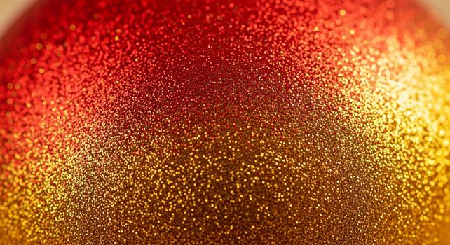 Close up macro shot of a textured surface with a gradient of red to gold sparkling glitter photo
