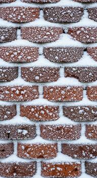 Close up view of a weathered brick wall with visible texture and mortar lines creating a detailed background photo