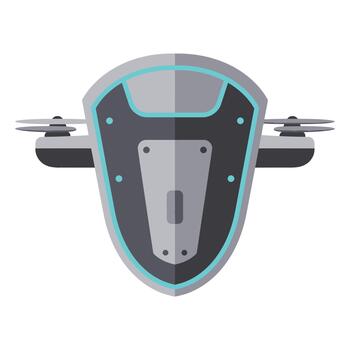 ilustración de un futurista zumbido con como un escudo armadura y brillante azul luces. adecuado para ciencia ficción defensa diseño, robótica, o digital proteccion temas vector