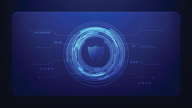 ciber seguridad y intimidad proteccion. digital proteger con futurista circulo en azul antecedentes vector