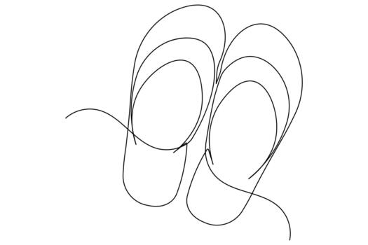 Minimalist beach slippers continuous line drawing icon symbol isolate design vector