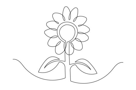 Minimalist sunflower created with continuous single line art style vector