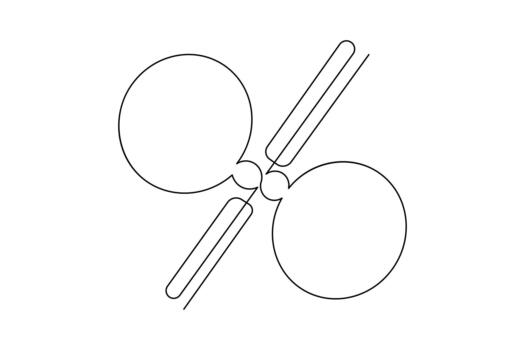 Minimalist percent sign continuous line drawing icon symbol isolate element vector