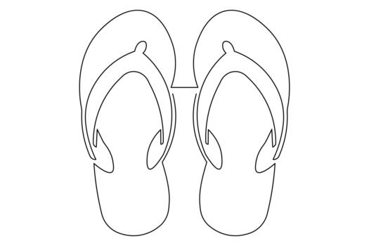 Continuous line drawing of beach flip flops icon minimalist style isolate vector