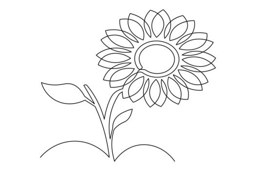 Minimalist sunflower design using a continuous single line drawing vector