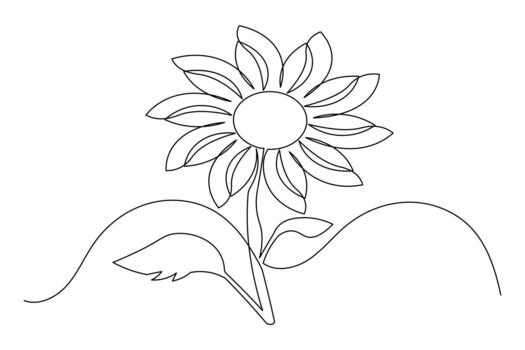 artístico girasol continuo línea bosquejo en minimalista estilo vector