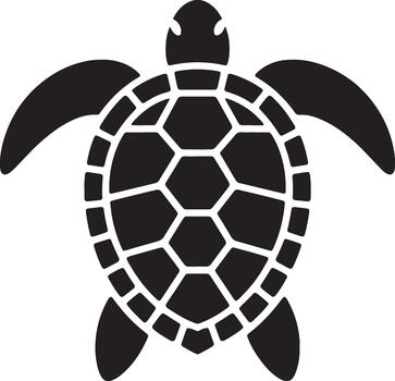 sea turtle icon with geometric shell Minimalist black pattern vector