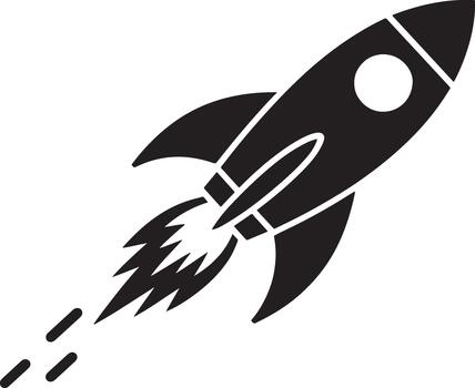 Rocket launching icon with trail representing startup and progress vector