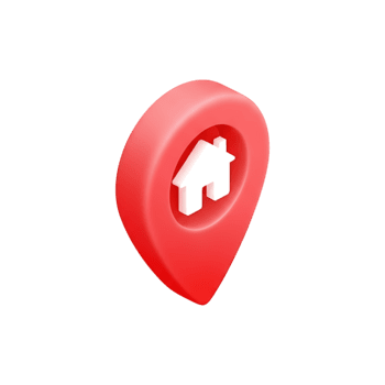 3d återges röd plats stift med vit hus ikon inuti, Karta markör symbol representerar Hem adress, verklig egendom fast egendom plats och bostads- navigering på transparent bakgrund png