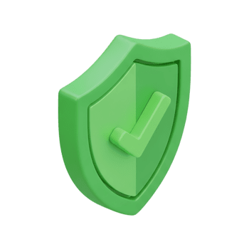 3d återges grön skydda med bock symbol, representerar säkerhet verifiering, skydd godkännande, säkerhet certifiering och förtroende godkännande begrepp på transparent bakgrund ikon png