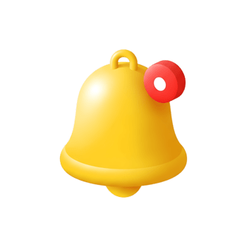 3d reso d'oro campana con rosso notifica distintivo icona, mettere in guardia simbolo che rappresentano App notifiche, allarme promemoria, annuncio aggiornamenti e spingere Messaggio avvisi su trasparente sfondo png