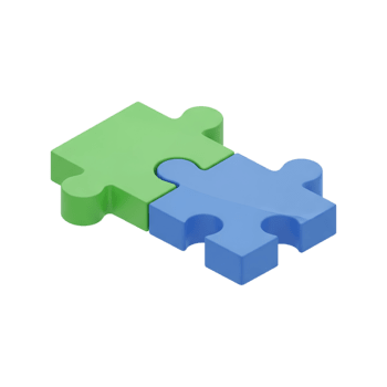 3d weergegeven groen en blauw decoupeerzaag puzzel stukken verbonden samen in isometrische visie, vertegenwoordigen teamwerk, samenwerking, integratie en probleem oplossen oplossing Aan transparant achtergrond png