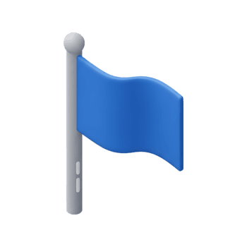 3d gerendert Blau Flagge winken auf grau Pole, isometrisch Marker Symbol zum Ort Stift, Kontrollpunkt Indikator und Navigation Wegpunkt, Darstellen Ziele, Meilensteine und Ziel Markierung png
