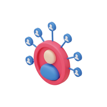 3d Sozial Netzwerk Symbol zeigen zentral Benutzer Benutzerbild in Verbindung gebracht zu mehrere Kontakt Profile, Gemeinschaft Engagement Vernetzung Verbindungen zum Digital Marketing Sozial Medien Konzepte png