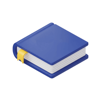 3D isometric blue book icon with yellow bookmark ribbon on transparent background, education library reading knowledge learning textbook concept for digital design projects and applications png