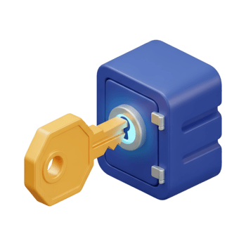 3d isometrische gouden sleutel invoegen in blauw veilig op slot doen, veiligheid bescherming concept illustratie voor digitaal encryptie, gegevens privacy, wachtwoord authenticatie png