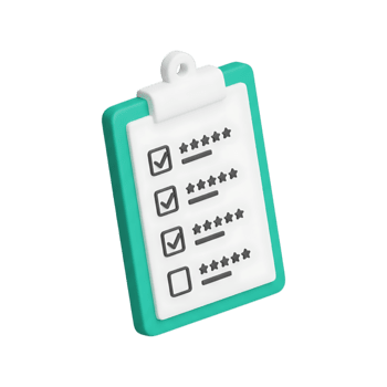 3d taling klembord met beoordeling checklist tonen sterren en selectievakjes Aan transparant achtergrond, kwaliteit beoordeling en klant terugkoppeling enquête icoon png