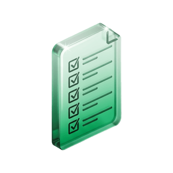 3d groen glas checklist icoon met vinkjes tonen voltooid taken, transparant document voor produktiviteit en organisatie concepten png