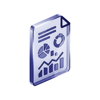 3d bedrijf verslag doen van document icoon met grafieken, grafieken, en gegevens visualisatie in blauw en wit voor analytics en statistieken png