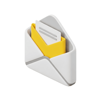 3d vit kuvert ikon med gul brev kort synlig inuti som visar öppen post, meddelande underrättelse för e-post och kommunikation png