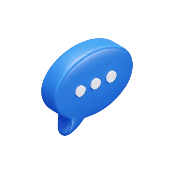 3D blue speech bubble icon with three dots showing messaging, chat communication, and conversation for social media and app design png
