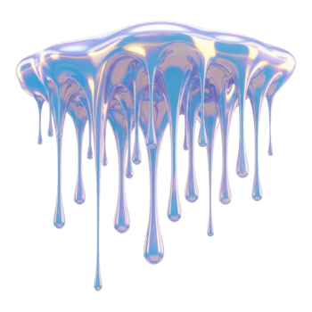 holographisch Schleim isoliert auf transparent Hintergrund mit irisierend tropft und Blobs png