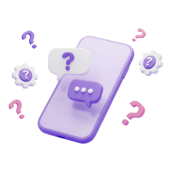 3d rendering of a smartphone with question mark icons isolated on transparent background png