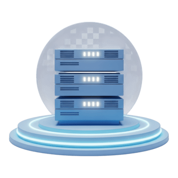 blauw server stack Aan een platform geïsoleerd Aan transparant achtergrond, 3d renderen png