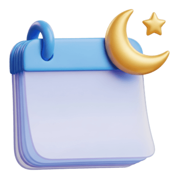 3d tolkning av en kalender med en måne och stjärna isolerat på transparent bakgrund png