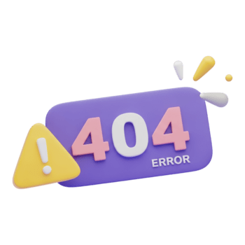 Error 404 page not found concept isolated on transparent background, 3d rendering png