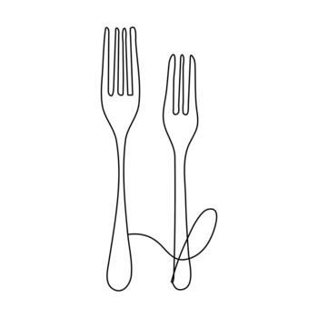 simple icon Elegant continuous one line drawing illustration of a plate fork and knife. vector