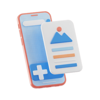 Móvel aplicativo desenvolvimento conceito com Smartphone e documento isolado em transparente fundo moderno 3d Renderização do do utilizador interface Projeto para local na rede Internet ou apresentação png