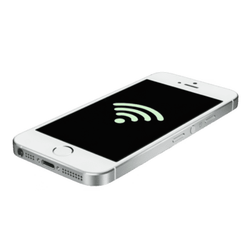 White smartphone isolated on transparent background displaying a wifi connection symbol on the screen, indicating wireless internet access availability png