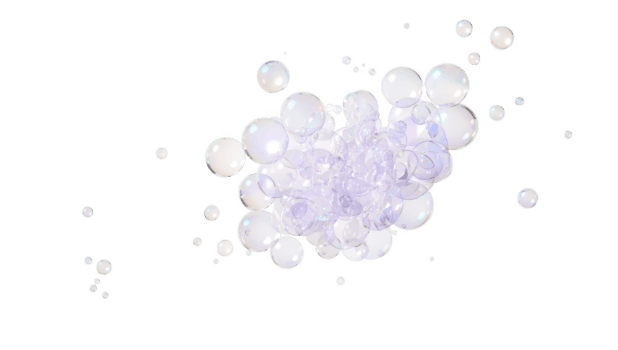 en klunga av regnbågsskimrande tvål bubblor flytande i de luft isolerat på transparent bakgrund bäst för grafisk använda sig av png